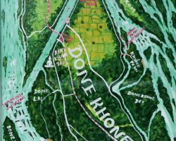 Hand drawn map. There were many versions of these maps all over the island. Don Khone, Laos.