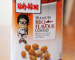 Koh Kae peanuts. These are one of our favorite snacks. Peanuts with a crunchy BBQ coating on the outside. Pakse, Laos.