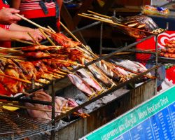 One of the BBQ vendors Kuang Si waterfall. Luang Prabang, Laos.