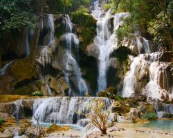 Main falls at Kuang Si waterfall. Luang Prabang, Laos.