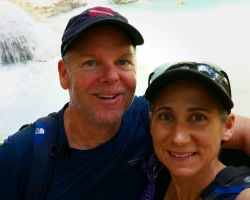 Rick and Alisa selfie at Kuang Si waterfall. Luang Prabang, Laos.