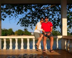 Rick and Alisa at the Mekong River and Xe Don River confluence. Pakse, Laos.