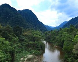 View of Phong Nha National Park at the road turnoff to Laos.
