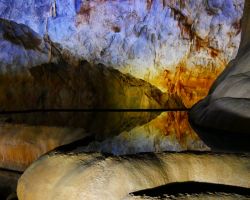 Paradise cave pond reflection. Phong Nha, Vietnam.