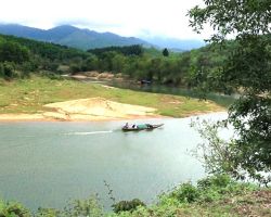 Son River which runs through the Bon Lai valley. Phong Nha, Vietnam.