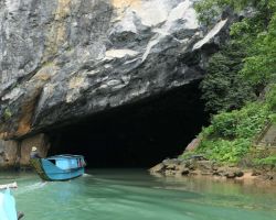 Phong Nha Cave entrance also where all boats enter. Phong Nha, Vietnam.