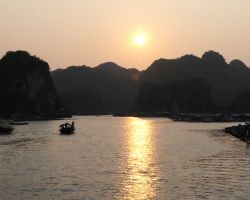 Ha Long Bay sunset. Cat Ba Island, Vietnam.