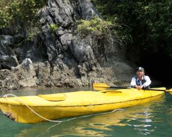 Our guide on our Ha Long cruise and kayak trip. Cat Ba Island, Vietnam.