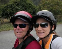 Rick and Alisa out on a scooter for the day. Cat Ba Island, Vietnam.