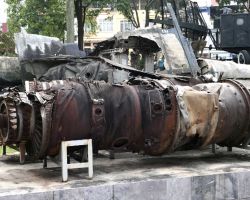 Close-up of B-52 engine. Hanoi, Vietnam.