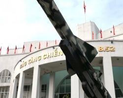 B-52 Museum. Soviet supplied missile launcher used to shoot down enemy aircraft. Hanoi, Vietnam.