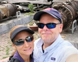 Rick and Alisa at the B-52 museum. Hanoi, Vietnam.