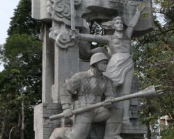 One of the many military statues around the city. Hanoi, Vietnam.
