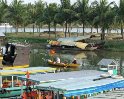 Large and small tourism boats. Hoi An, Vietnam.