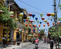 Hoi An street lanterns during the day. Hoi An, Vietnam.