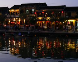 The river side main street at sunset. Hoi An, Vietnam.