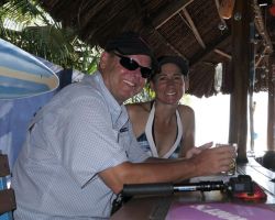 Rick and Alisa at Rory's (local very popular beach bar). Phu Quoc, Vietnam.