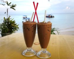 Malaysian iced coffee. Super good. Very strong coffee slightly sweetened with condensed milk. Perhentian Island (Besar), Malaysia.