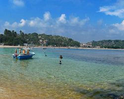 Panorama of Unawatuna beach. Unawatuna, Sri Lanka.