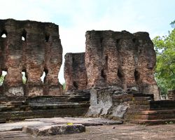 Closer view of the Royal Palace exterior. Polonnaruwa, Sri Lanka.