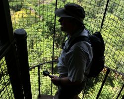 Rick going down the very high enclosed circular staircase after viewing the remaining Damsel paintings. Sigiriya, Sri Lanka.