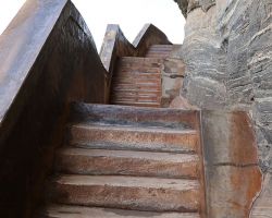 Stone steps carved into the side of the "Lion Rock". Sigiriya, Sri Lanka.