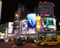 Ximending District night scene. Greater Taipei, Taiwan.