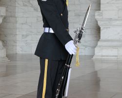 Honor Guard inside the Chiang Kai-shek Memorial. The honor guards change every hour. Greater Taipei, Taiwan.