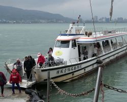 River ferry from Tamsui to Bali. Greater Taipei, Taiwan.