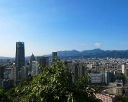Late afternoon view of Taipei 101 and Taipei from Elephant Mountain. Greater Taipei, Taiwan.