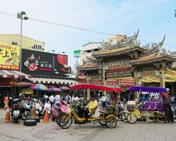 Busy intersection near the old streets in Lukang. Western Area, Taiwan.