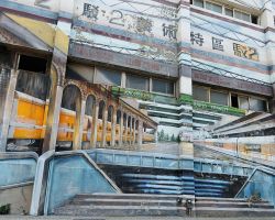 Wall mural on the side of a building in the Kaohsiung pier area. Southern Area, Taiwan.