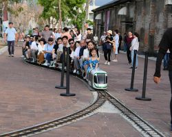 Miniature train ride in the Kaohsiung pier area. Southern Area, Taiwan.
