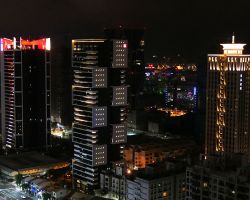 Night view from our apartment balcony in Kaohsiung. Southern Area, Taiwan.