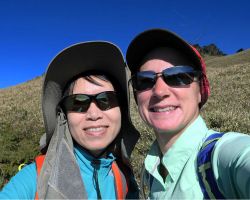 Alisa and JingTing on summit day. Western Area, Taiwan.