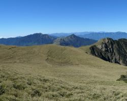 Panorama view from the Mt Cilai South Peak (3,358 meters or 11,017 ft). Western Area, Taiwan.