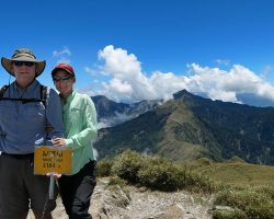 Rick and Alisa at the second peak of the day. Mt Nannua (3,184 meters or 10,446 ft). Western Area, Taiwan.