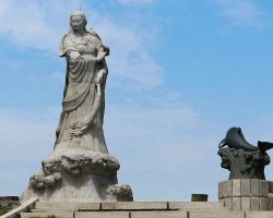 Mazu statue, the mariner goddess who protects fishermen, in Tainan. Southern Area, Taiwan.