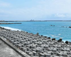 One of many typhoon barriers along the seashore in Hualien. East Coast, Taiwan.