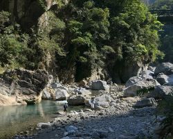 Rick on the river edge along the Shakadang Trail in Taroko Gorge. East Coast, Taiwan.