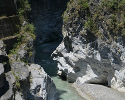 Indian rock face at Swallow Grotto in Taroko Gorge. East Coast, Taiwan.