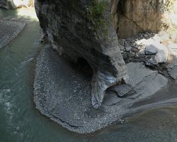 Narrow "S" bend at Swallow Grotto in Taroko Gorge. East Coast, Taiwan.
