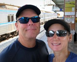 Rick and Alisa waiting for their train to Yuli. East Coast, Taiwan.