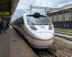 Our train headed to Yuli pulling into the station. East Coast, Taiwan.