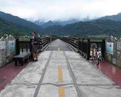 Rick standing on the Yuli Plate Bridge where the Eurasian Plate at the Philippine Sea Plate collide. East Coast, Taiwan.