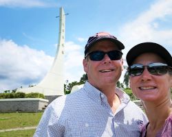 Rick and Alisa at the Tropic of Cancer marker point in Ruisui. East Coast, Taiwan.