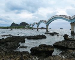 Sanxiantai bridge view from mainland. East Coast, Taiwan.
