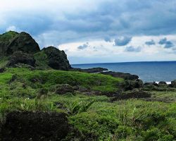 Panorama view looking back toward the Sanxiantai lighthouse. East Coast, Taiwan.