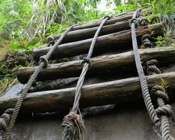 One of several steep ladders leading to the top of the trail. Northern Area, Taiwan.