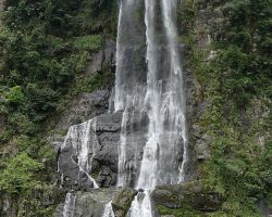 Wulai Falls. There's a resort at the top of the falls reachable by Cable Car. Northern Area, Taiwan.